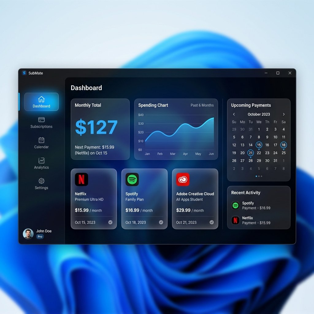 SubScriptor Dashboard - Subscription Tracker Interface